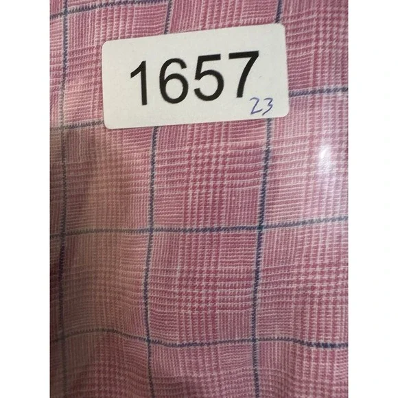 Lands End Baird McNutt Shirt Mens 15 1/2 33 Pink Irish Linen WindowPane Plaid - Picture 15 of 15